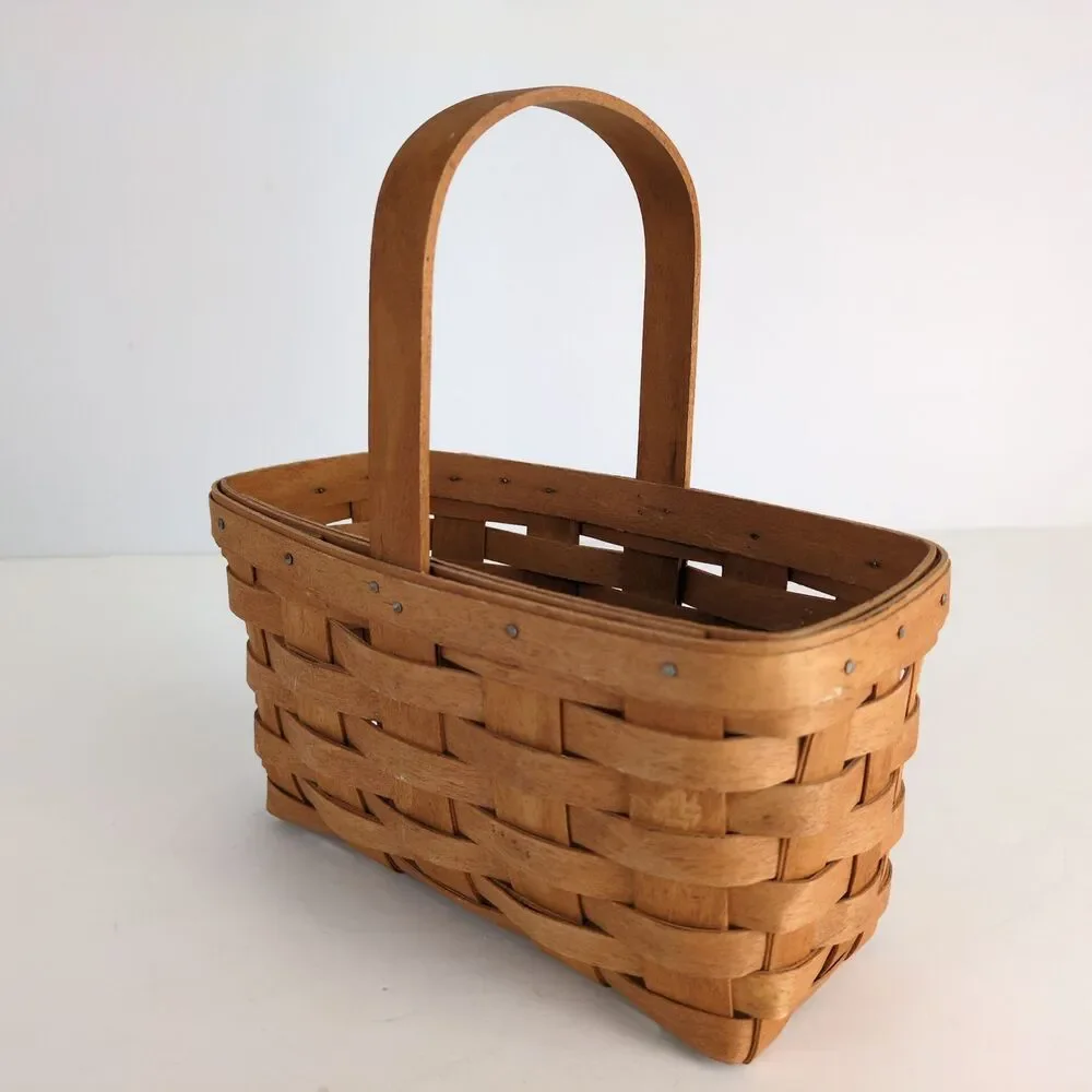 Vintage 1990 Longaberger Small Market Gathering‎ Basket Top Handle Maple Wood
